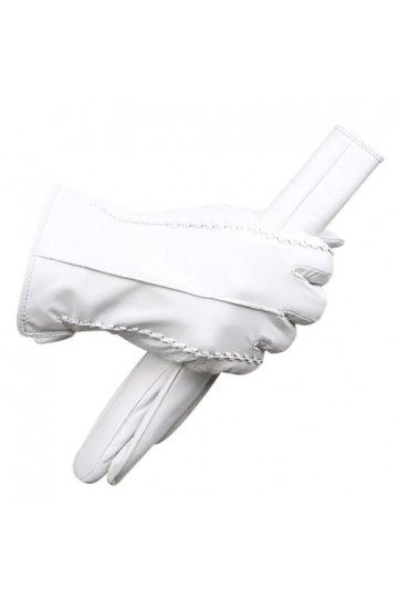 Gants en cuir blanc tendance, mitaines dhiver chaudes en cuir pour femmes, blanc, 6.5