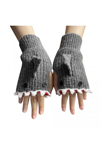 Gants dautomne et dhiver tricotés Gris Faits à la Main for Femmes Gants au Crochet rétro Gants Mitaines Combo avec Poche C
