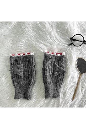 Gants dautomne et dhiver tricotés Gris Faits à la Main for Femmes Gants au Crochet rétro Gants Mitaines Combo avec Poche C