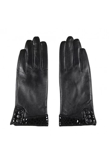 Gants DHiver Gants En Cuir DHiver Pour Femmes Gant En Cuir De Chèvre Noir Mitaines De Conduite Chaudes Noir L