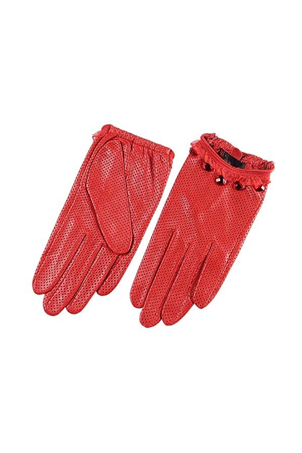 Gants Chauds Pour Femme Gants En Cuir Pour Femmes À La Mode Printanière Gants En Cuir De Mouton Gants Tactiles En Cuir Beige 