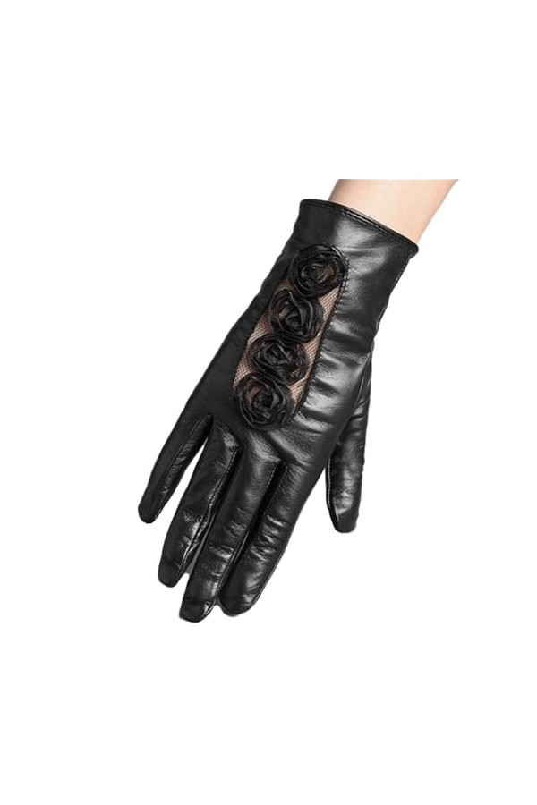 Femme Gants Dentelle Fleurs En Cuir Véritable Femmes Gants Automne Hiver Plus Velours Écran Tactile Gants En Peau De Mouton F