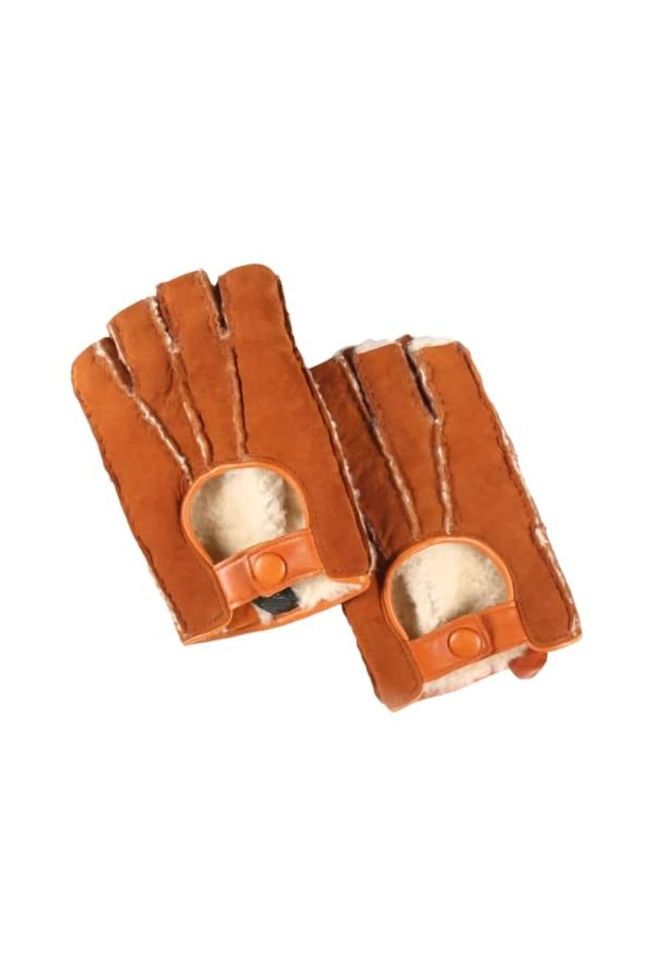 Gants Automne Hiver Femmes Gants En Cuir Véritable En Cuir Demi Doigts Chaud Noir Taille Unique