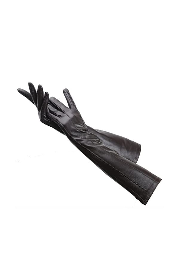 Gants dhiver pour femme en peau de mouton 50 cm de long, beige clair, 6.5