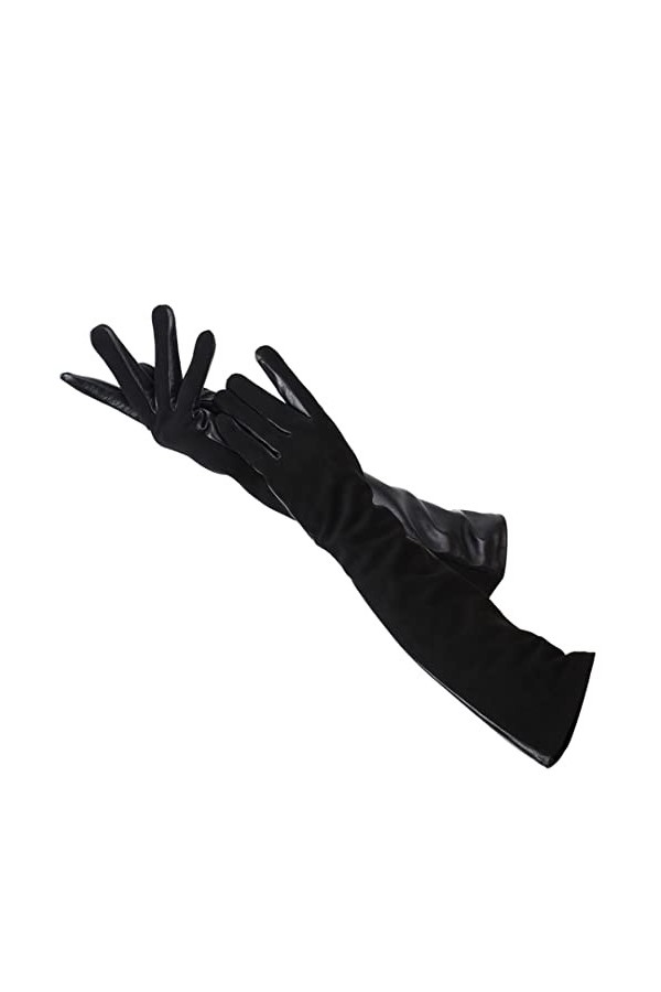 Gants dhiver longs en peau de mouton pour femme en daim pour garder au chaud, gris foncé, 6.5