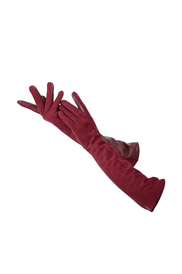 Gants dhiver longs en peau de mouton pour femme en daim pour garder au chaud, gris foncé, 6.5