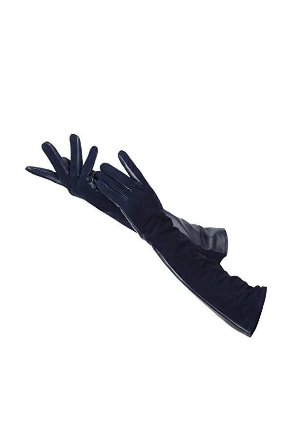 Gants dhiver longs en peau de mouton pour femme en daim pour garder au chaud, gris foncé, 6.5