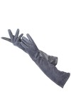 Gants dhiver longs en peau de mouton pour femme en daim pour garder au chaud, gris foncé, 6.5