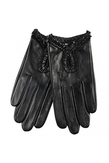 Gants dautomne simples en simili cuir avec dentelle pour femme Noir Taille S