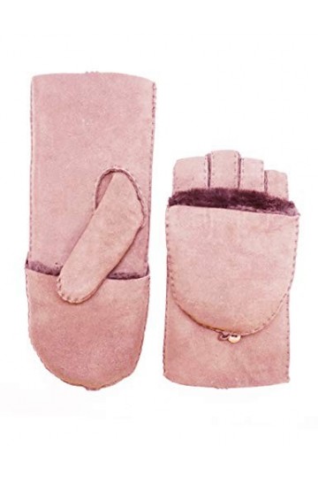 YISEVEN Femmes Hiver Nouveau Gants Moufles en Cuir Peau de Mouton Véritable Chaud Épais Fourrure Doublée Mérinos Thermique Lo