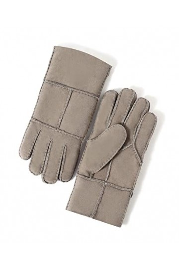 YISEVEN Homme Hiver Gants en Cuir Peau de Mouton Véritable Chaud Épais Doublure en Fourrure en Laine Sherpa Fait main Long Po