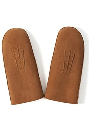 YISEVEN Femme Hiver Gants en Moufle en Cuir Peau de Mouton Véritable de Luxe Chaud Épais Doublure en Fourrure en Laine dAgne