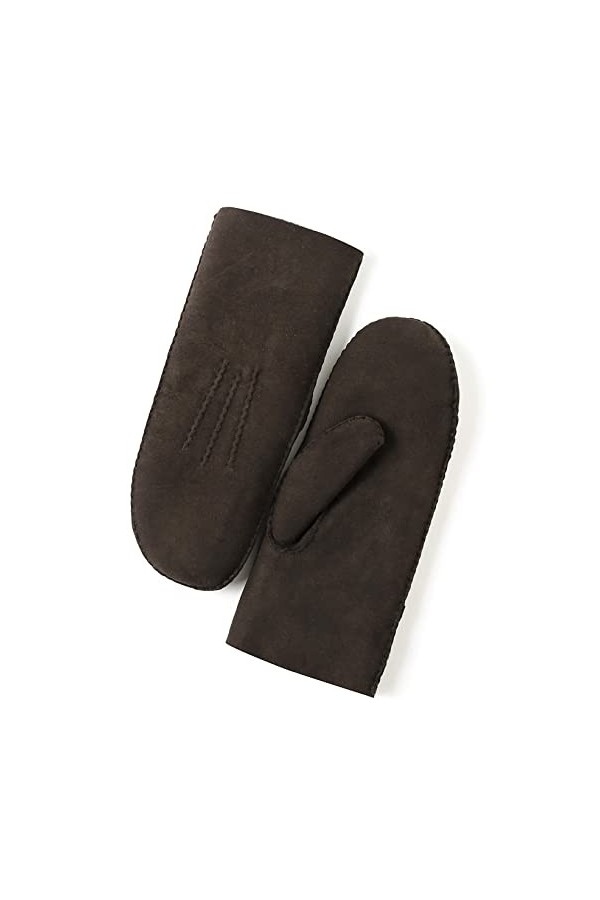 YISEVEN Femme Hiver Gants en Moufle en Cuir Peau de Mouton Véritable de Luxe Chaud Épais Doublure en Fourrure en Laine dAgne