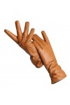 Gants en cuir à texture simple pour femme, gants dhiver chauds en peau de mouton, moufles dhiver fines pour femmes, Orange,