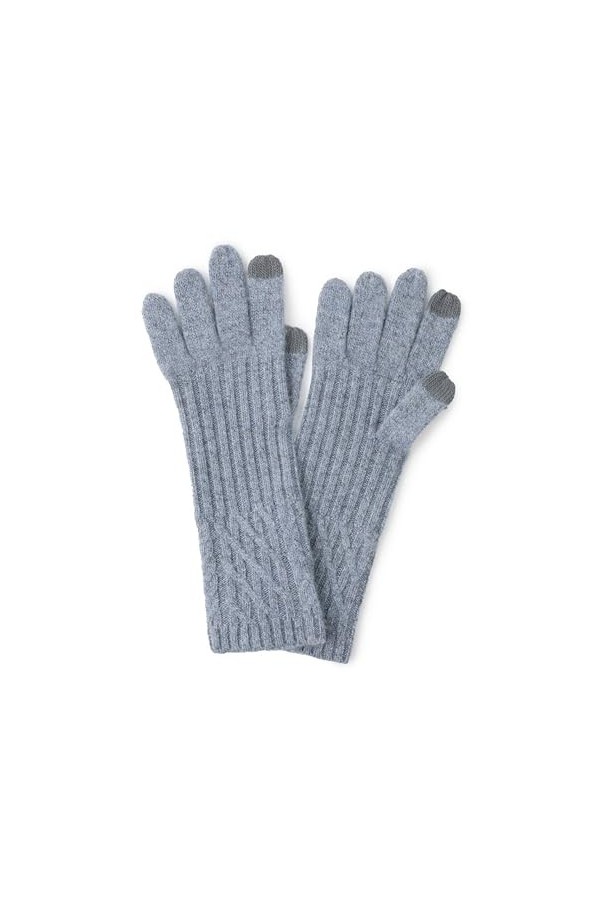 Gants Thermiques dhiver 100% Cachemire, Femme Gants Chauds en Tricot à Ecran Tactile Moufles de Doigts Complets, Mitaines Ga
