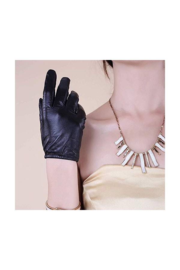 BUDBYU Nouveaux Gants en Cuir Femme Hiver Mince Version Coréenne De La Main Petits Gants à Écran Tactile De Chèvre Gants Déq