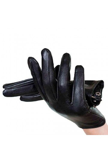 BUDBYU Gants en Cuir Féminin Écran Tactile Écran Tactile Conduite Vélo Simple Simple Court Hiver Plus Velvet Chaud en Peau De