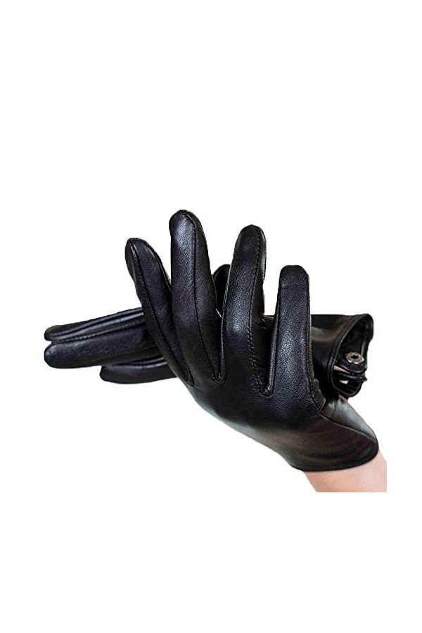 BUDBYU Gants en Cuir Féminin Écran Tactile Écran Tactile Conduite Vélo Simple Simple Court Hiver Plus Velvet Chaud en Peau De