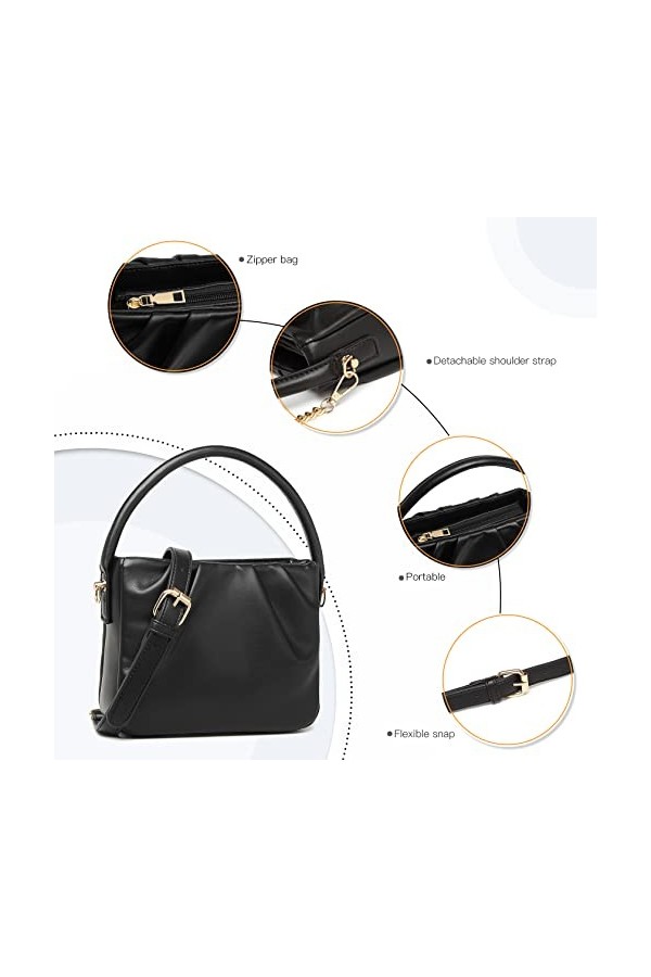 Miss Lulu Sac à bandoulière pour femme Concise en cuir synthétique, Noir