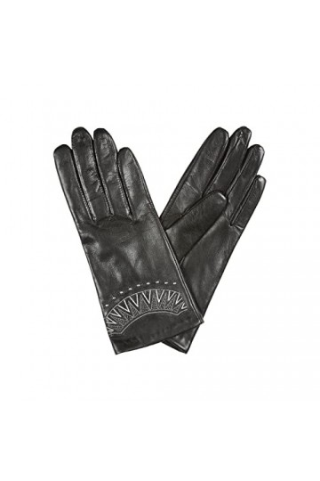Tie Rack - Gants Femme Broderie Triangles Noir / Argenté