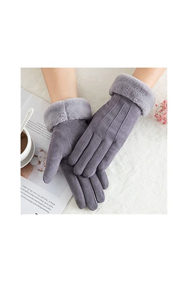 Gants dhiver Hiver Femme Double Épaisseur en Peluche Poignet Chaud Cachemire Mitaines De Cyclisme Femmes en Daim Écran Tacti