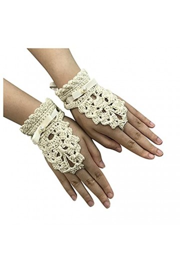Roytil Gants rétro tricotés Automne Crochet Femmes Mitaines Faites à la Main de Couleur Unie for Les Femmes isolées par Temps