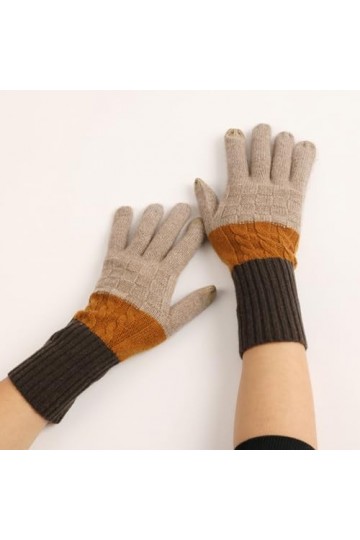 Gants Torsadés Chauds en Tricot de Cachemire pour Femme Homme Couple, Mode Gants de Poignet à Écran Tactile et à Couleurs Con