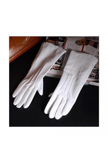 TJOIUY Gants dhiver 30 cm 12"Femmes Dames en Cuir véritable surélevé Coutures Blanc Moyen Longs Gants fête Gants de soirée