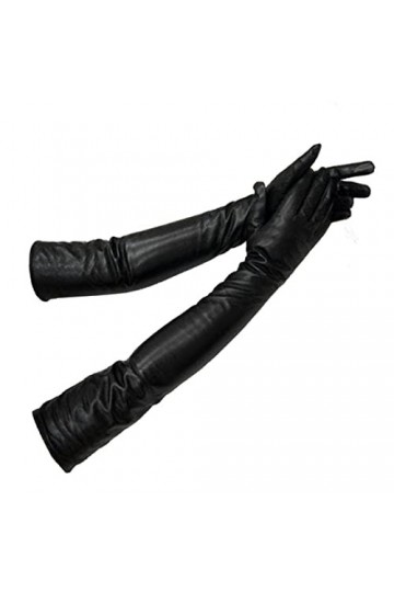 Gants longs en peau de mouton pour femme Noir