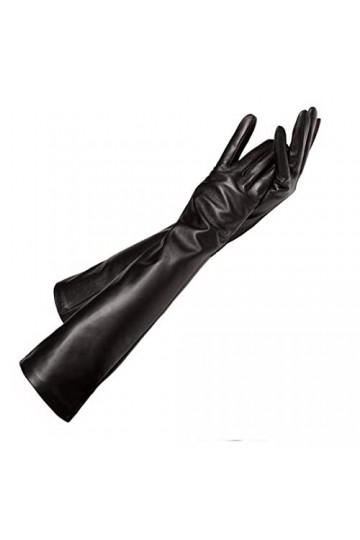 Gants longs en peau de mouton pour femme Noir
