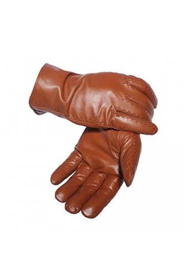 Gants Gants DHiver En Cuir Véritable Pour Hommes Mitaines Marron Chaud S
