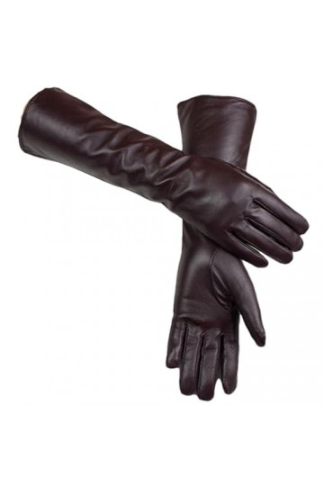 HEAITHpool Gants de 38 cm de long. Gants doigts en cuir coloré pour femme avec doublure en polaire pour rester au chaud en au