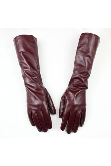 HEAITHpool Gants de 38 cm de long. Gants doigts en cuir coloré pour femme avec doublure en polaire pour rester au chaud en au