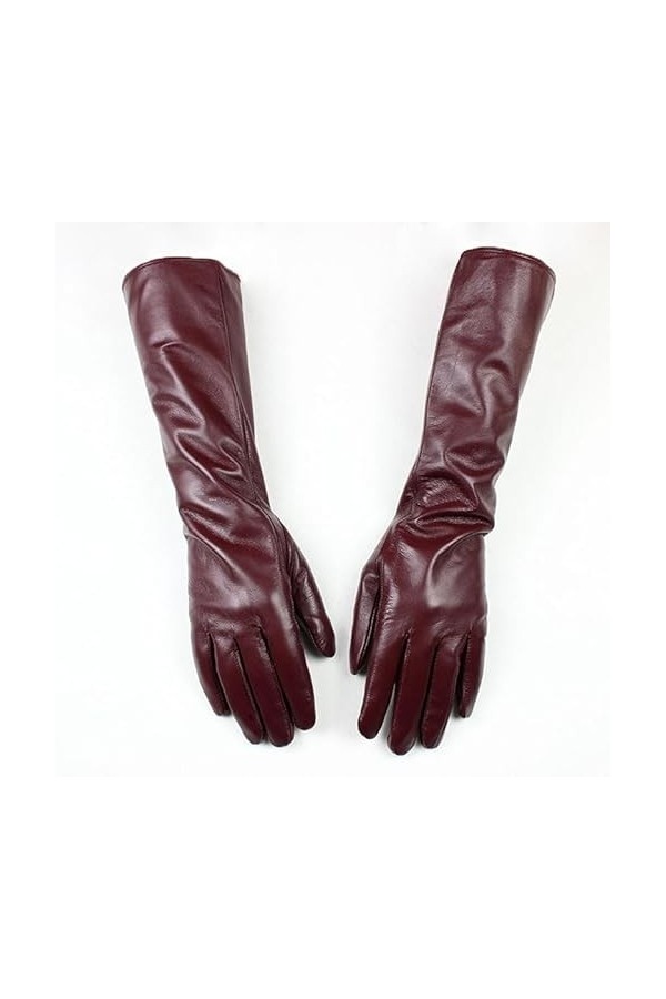 HEAITHpool Gants de 38 cm de long. Gants doigts en cuir coloré pour femme avec doublure en polaire pour rester au chaud en au