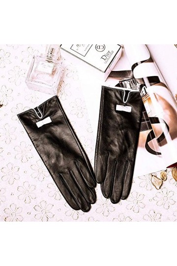 BUDBYU Les Gants en Cuir pour Dames Peuvent Toucher Les Gants en Peau de Mouton avec écran en Daim Hiver Velours épais écran 