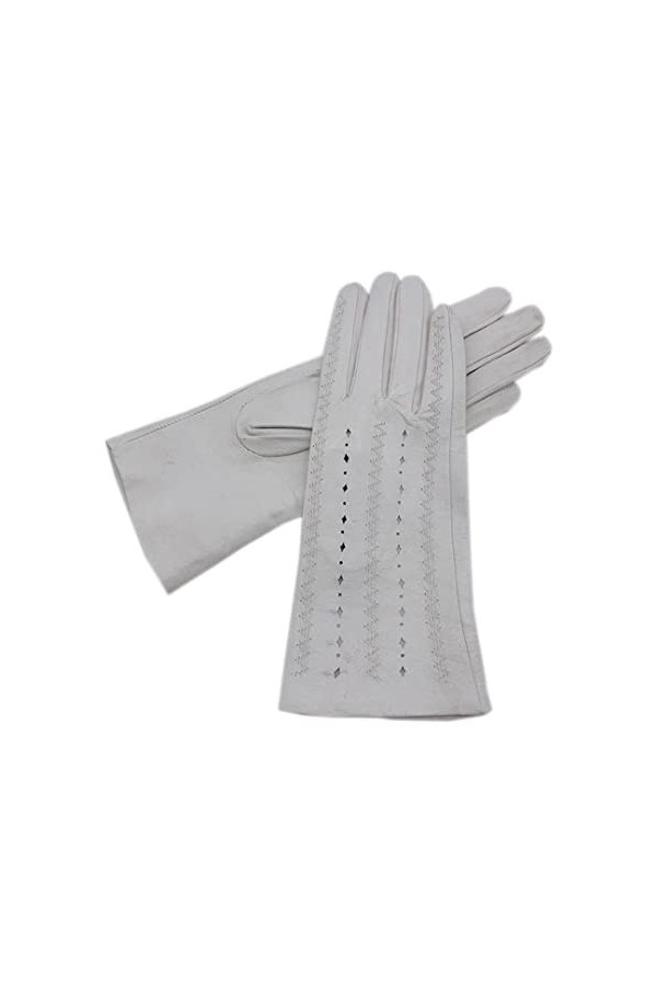 Gants en cuir pour femme en peau de mouton blanc non doublé