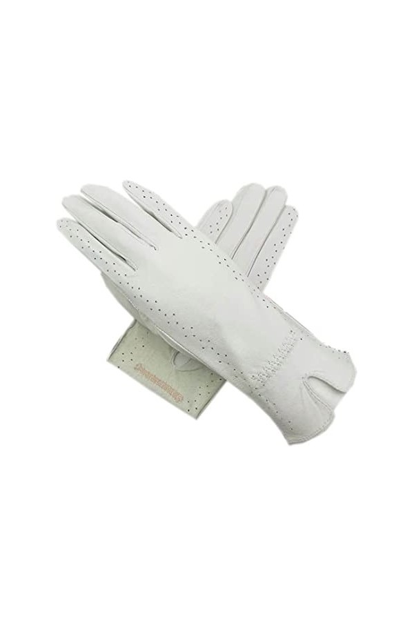 Gants en cuir pour femme en peau de mouton blanc non doublé