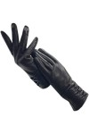 Gants dhiver pour femme en peau de mouton noir chaud en cuir de chèvre Gants de conduite de moto, Noir , 7