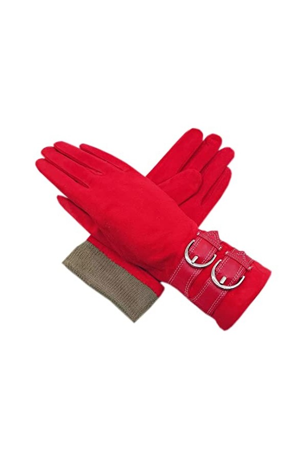 Gants dhiver pour femme - En peau de mouton - Rouge - Pour rester au chaud - Pour la conduite, le cyclisme, les sports de pl