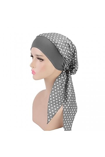 JUHONNZ Chimio Turban pour Femmes,Écharpe de Tête en Satin Casquette de Turban en Coton Couvre-tête Elastique Mousseline Band
