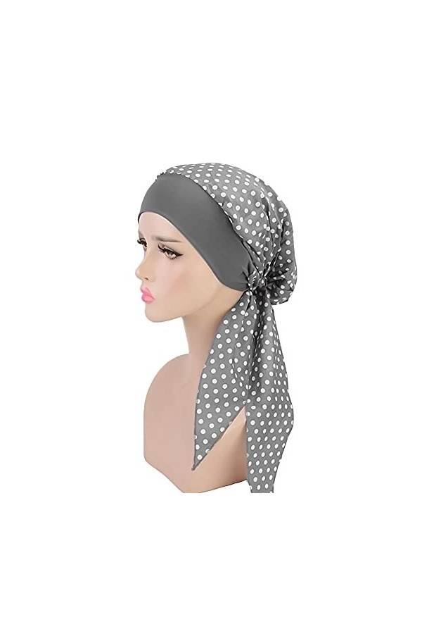 JUHONNZ Chimio Turban pour Femmes,Écharpe de Tête en Satin Casquette de Turban en Coton Couvre-tête Elastique Mousseline Band