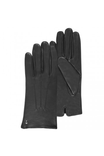 Isotoner - Gants tactiles en cuir dagneau femme 85156 taille 7.5 - Noir