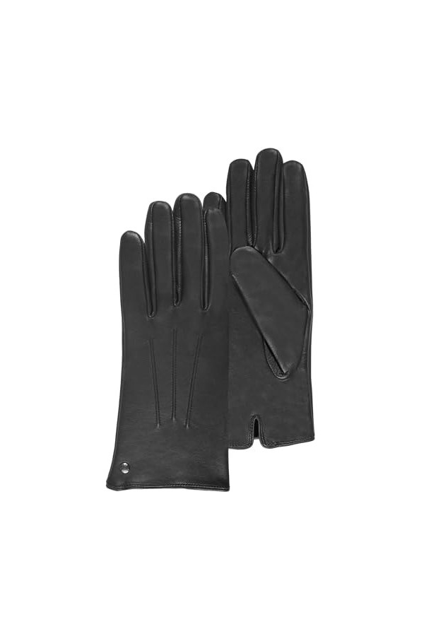 Isotoner - Gants tactiles en cuir dagneau femme 85156 taille 7.5 - Noir