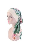JUHONNZ Chimio Turban pour Femmes,Écharpe de Tête en Satin Casquette de Turban en Coton Couvre-tête Elastique Mousseline Band