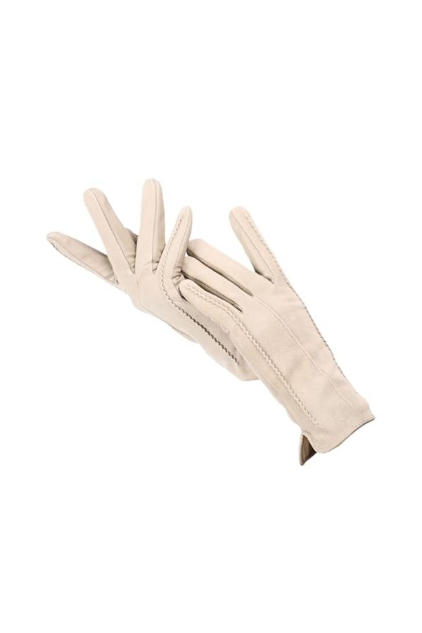 Touch Gloves Color Winter Gants en cuir pour femme en daim véritable 50 % cuir véritable 50 % moufles pour femme, Noir , 36
