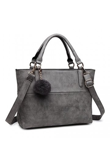 Miss Lulu Sac à Main élégant Décontracté Poignée Supérieure Sac Concise Décoration Sac à Bandoulière Pour Les Femmes,Gris