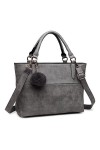 Miss Lulu Sac à Main élégant Décontracté Poignée Supérieure Sac Concise Décoration Sac à Bandoulière Pour Les Femmes,Gris