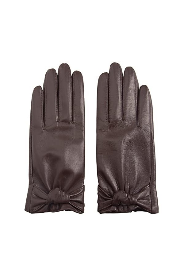 Gants Femme Mode Femmes En Cuir Véritable Peau De Mouton Bowknot Décoration Velours Doublure Garder Au Chaud En Hiver Gants M