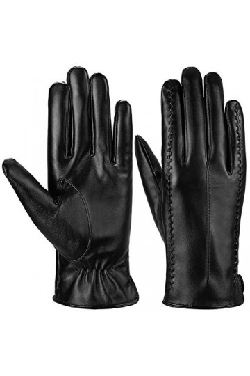 Kipeee Gants Femmes Gants Chauds Écran Tactile Gants Épaissie Gants en Cuir dhiver avec Doublure en Peluche Court pour Garde