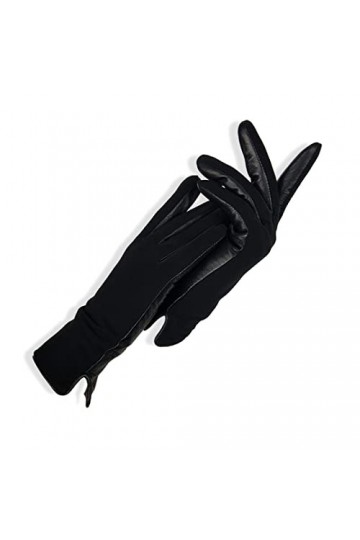 Gants chauds pour femme en cuir nubuck avec coutures en véritable peau de mouton